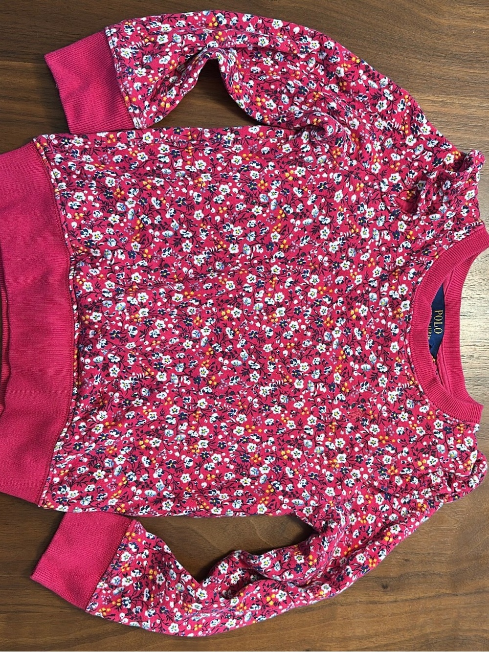 Polo by Ralph Lauren Girls' Hot Pink Floral Sweatshirt